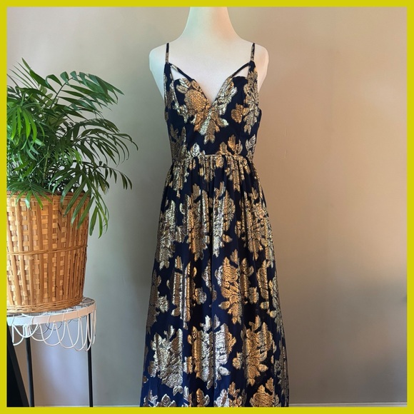 Dear Moon Blue + Gold Gown - Picture 2 of 6